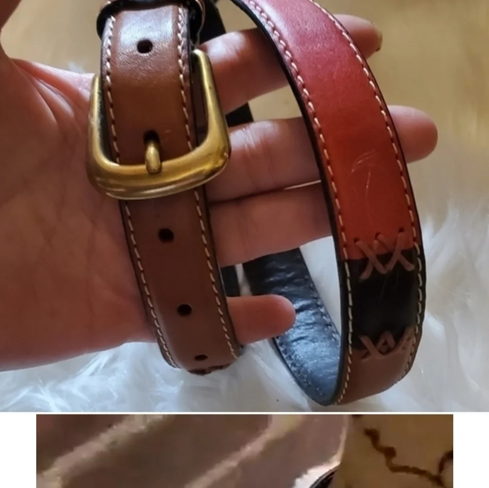 Vintage whipstitched multi‎ color leather belt S/M